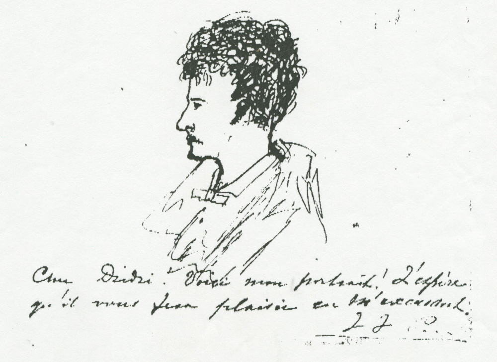 Reproduction d'un dessin de Paderewski par lui-même avec dédicace à «cher Dzidzi», alias Wladyslaw (ou Ladislas) Gorski