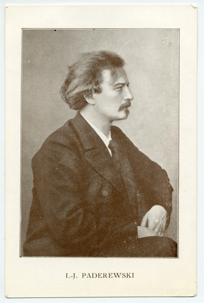 Carte postale de Paderewski de profil vers 1900 – tirage brun sans références
