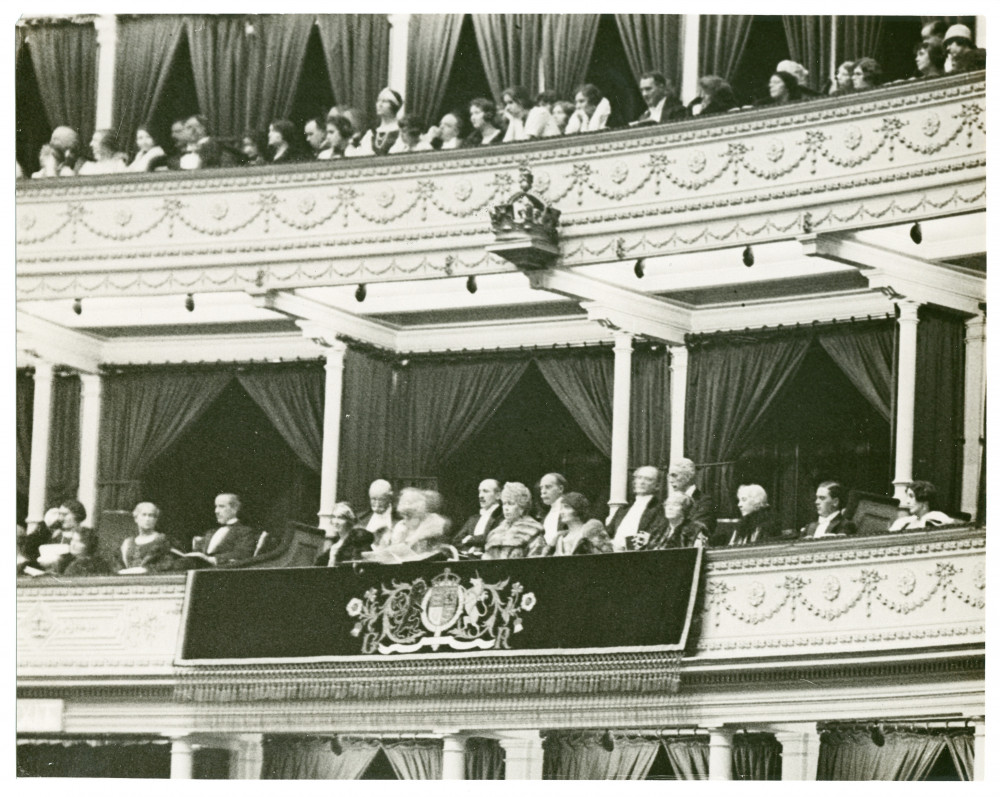 Photographie de la loge royale au Royal Albert Hall de Londres lors d'un récital de Paderewski en 1913 (?)