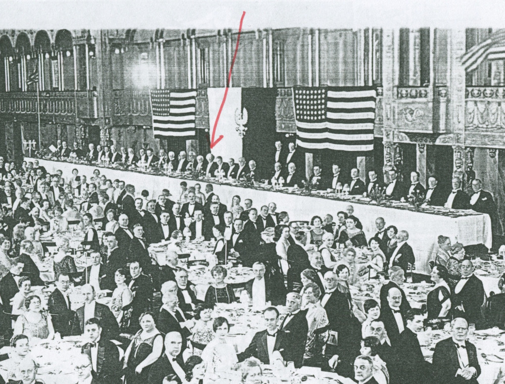 Photocopie de mauvaise qualité du «Testimonial Dinner» donné le 16 mai 1928 à l'Hôtel Commodore à New York en l'honneur de Paderewski, sous les auspices de la Kosciuszko Foundation