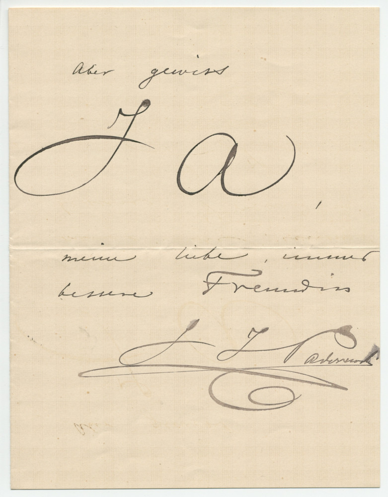 Billet énigmatique (avec enveloppe) adressé par Paderewski à Irène Löwenberg, sans lieu ni date