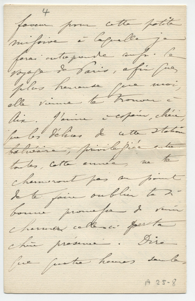 Lettre adressée par la princesse Rachel Bibesco Bassaraba, princesse de Brancovan, à Paderewski, [à Aix-les-Bains via Paris], le 1er septembre [1900]