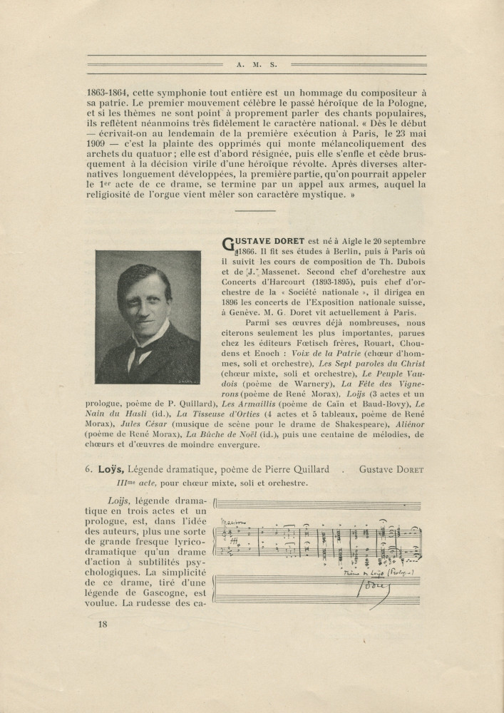 Libretto de la 12e Fête des Musiciens Suisses (publié par la revue «La Vie Musicale» dirigée par Georges Humbert), durant laquelle est interprétée la première partie de la Symphonie en si mineur op. 24 de Paderewski