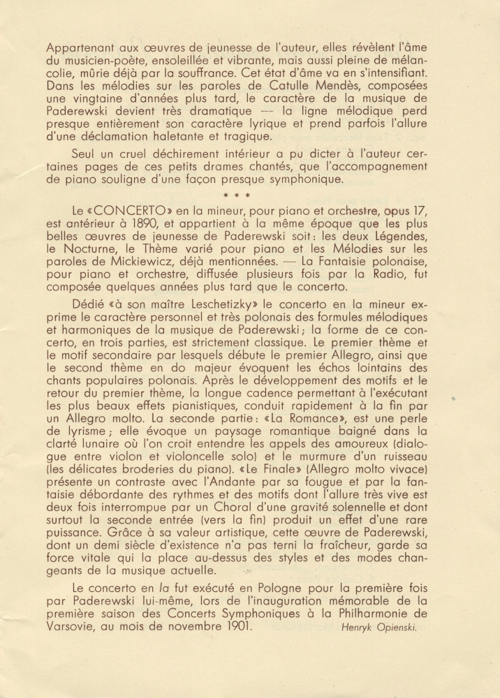 Libretto de l'hommage organisé par Radio-Lausanne le 7 novembre 1940 au Théâtre municipal pour célébrer le 80e anniversaire de Paderewski (f-i)