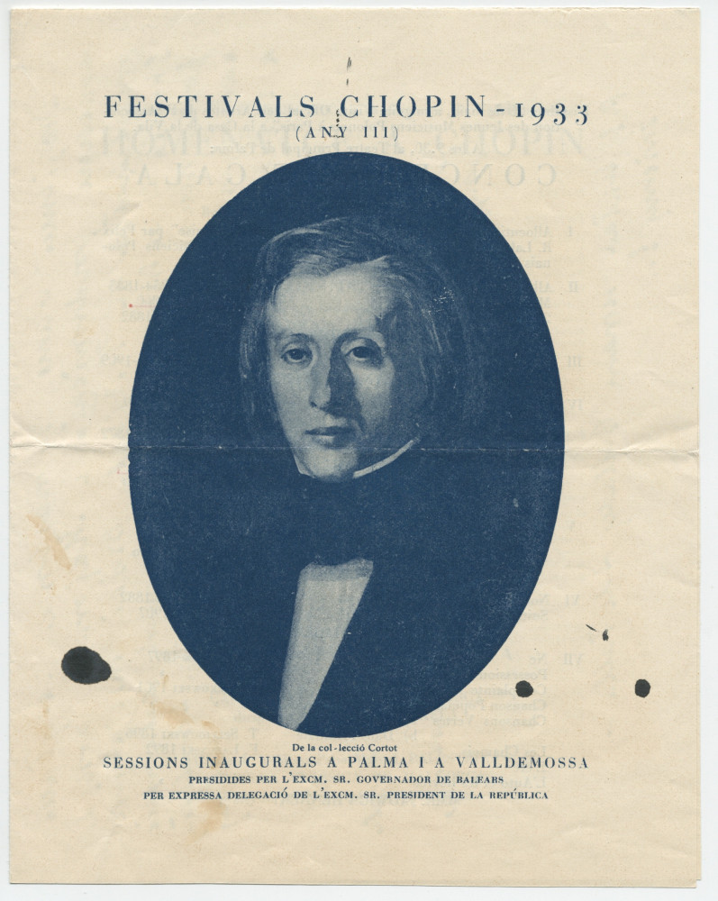 Programme du «concert de gala» donné le 20 mai 1933 au Teatre Principal de Palma de Majorque, dans le cadre du 3e Festival Chopin, par le pianiste Jerzy Sulikovski et la cantatrice Jadwiga Hennert (entre autres interprètes)