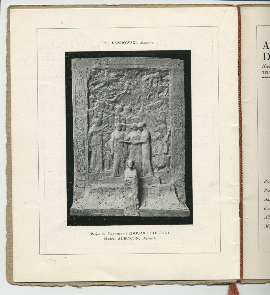 Libretto du concert organisé le 9 juin 1923 au Théâtre du Châtelet à Paris par l'Association des Concerts-Colonne au bénéfice du Monument Edouard Colonne avec le concours de Paderewski dans le Concerto «L'Empereur» de Beethoven (e-l)