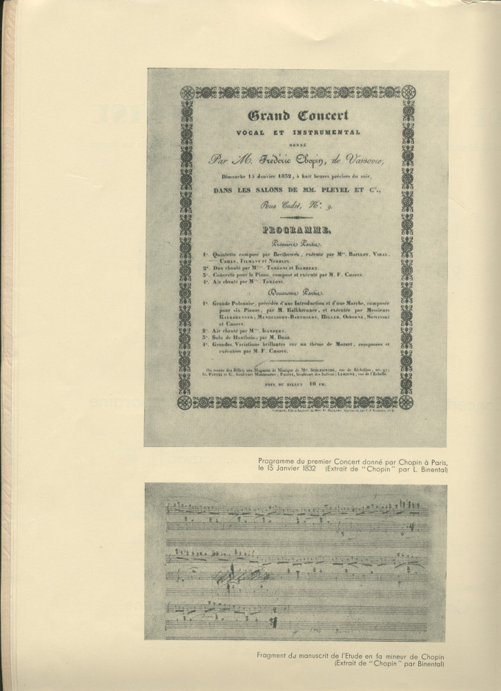Libretto du Festival de musique polonaise organisé les 25, 27 et 28 juin 1932 au Théâtre des Champs-Elysées à Paris au profit de la Fondation Foch à l'occasion du centenaire de l'arrivée de Chopin en France (a-g)