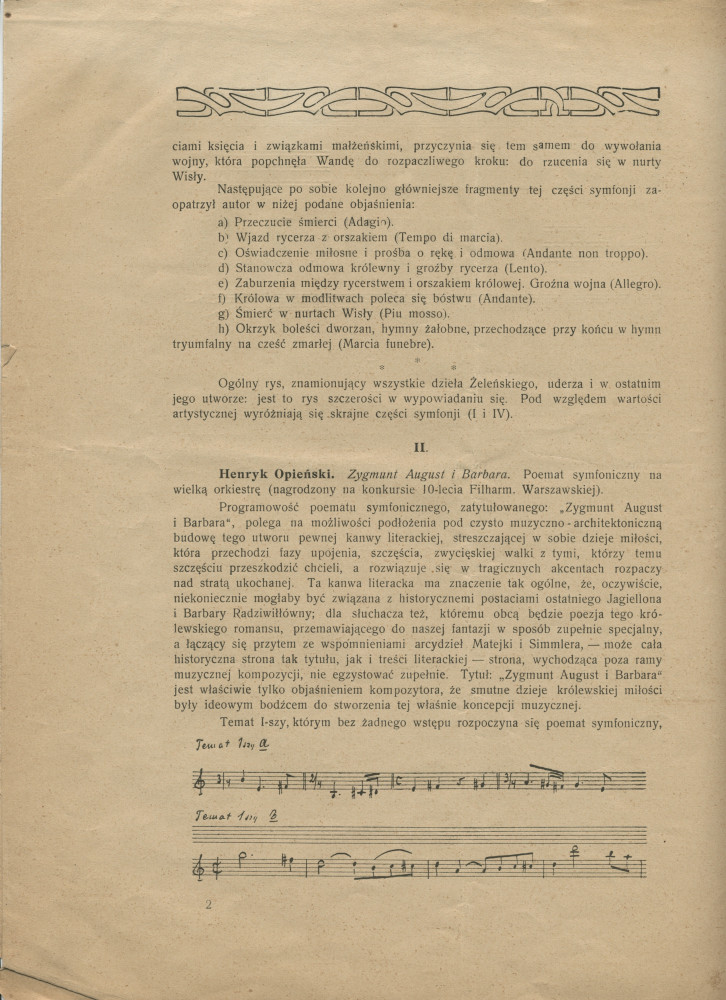 Libretto (en polonais) du concert d'abonnement de l'Orchestre philharmonique de Varsovie donné le 28 mars 1913 à la Philharmonie de Varsovie sous la direction de Zdzislaw Birnbaum, avec en soliste Paderewski dans le Concerto n° 2 de Chopin