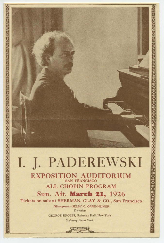 Libretto (en deux parties) du récital Chopin donné par Paderewski le 21 mars 1926 à l'Exposition Auditorium de San Francisco (Californie) (a-g)