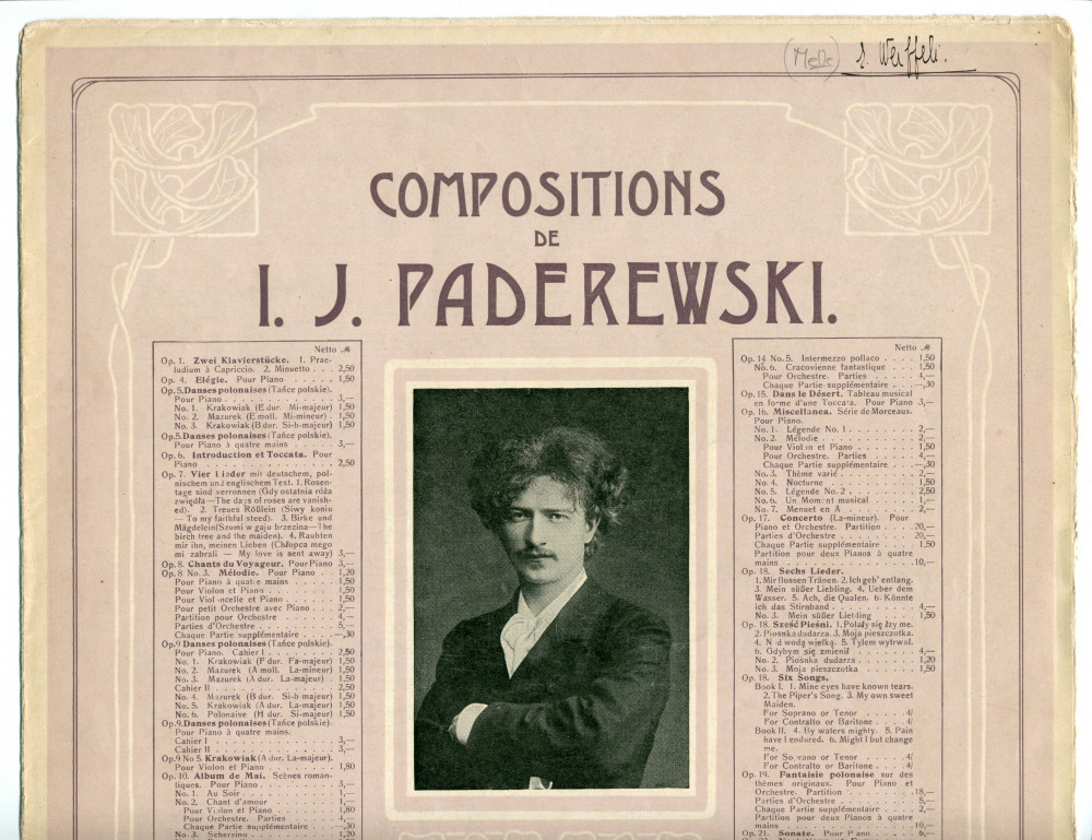 Partition du «Menuet» tiré du cahier I (antique) des «Humoresques de concert» pour piano op. 14 n° 1 de Paderewski (Ed. Bote & G. Bock, Berlin / Bosworth & Co., Londres)