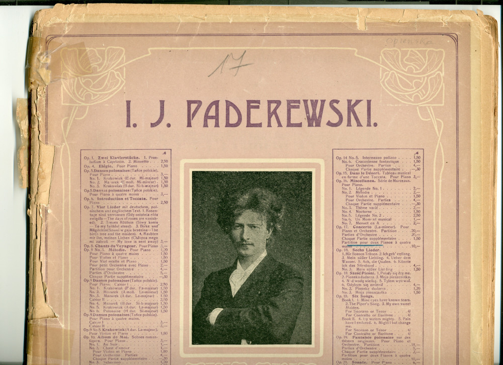 Partition du «Concerto pour piano en la mineur» op. 17 de Paderewski – réduction pour 2 pianos (à 4 mains) (Ed. Bote & G. Bock, Berlin, 1912 [?])