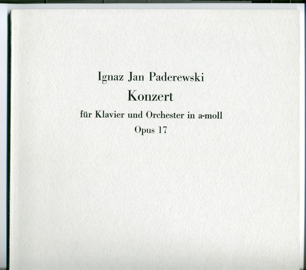 Partition du «Concerto pour piano en la mineur» op. 17 de Paderewski – réduction pour 2 pianos (à 4 mains) (Ed. Bote & G. Bock, Berlin & Wiesbaden – édition récente, partition neuve – couverture beige)