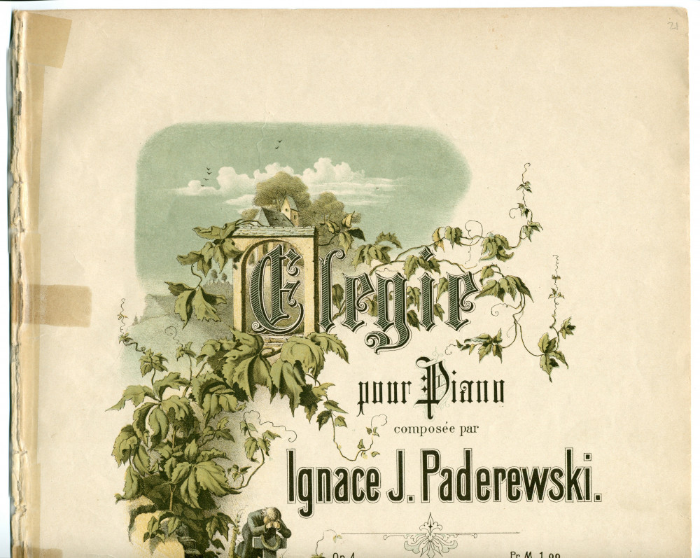 Partition de l'«Elégie pour piano» en si bémol mineur op. 4 de Paderewski (Ed. Bote & G. Bock, Berlin & Posen)