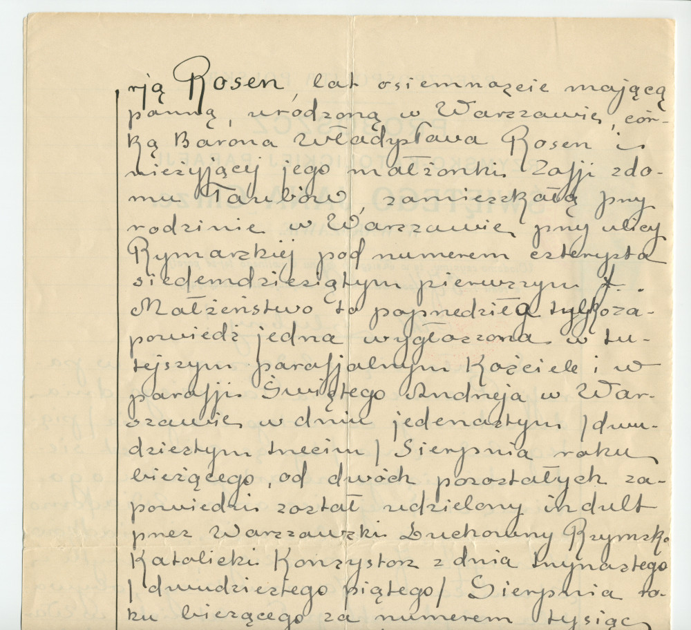 Traductions du russe en polonais de l'acte de mariage d'Hélène de Rosen et Ladislas Gorski (célébré le 24 août / 5 septembre 1874) extrait des registres de l'état-civil de la paroisse catholique-romaine Saint-Jean-Baptiste de Varsovie