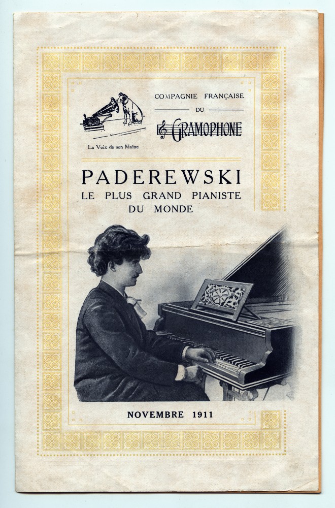 Catalogue promotionnel de «La Voix de son Maître» pour les enregistrements de Paderewski