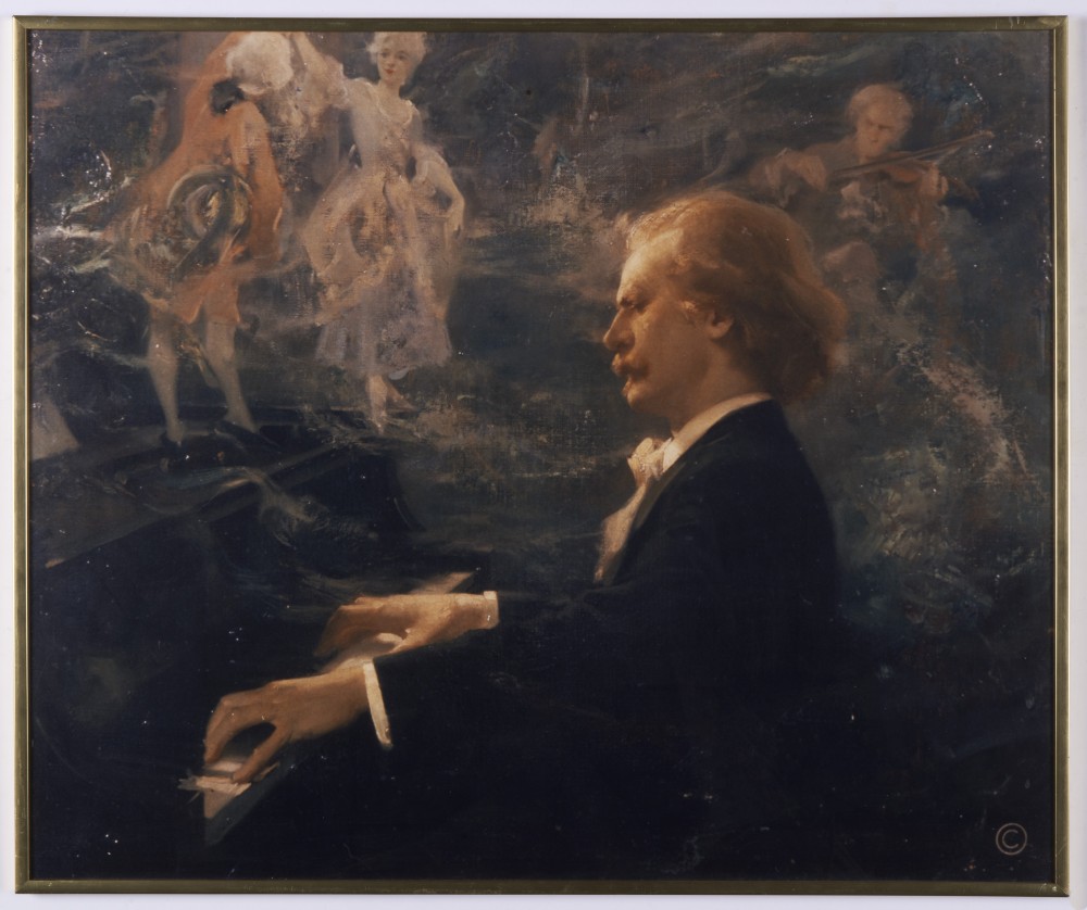 Illustration allégorique de Paderewski jouant son fameux Menuet réalisée en 1920 par Charles Edward Chambers