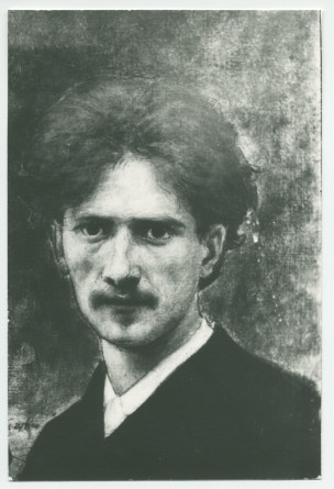 Reproduction noir-blanc du crayon préparatoire (?) pour le portrait de Paderewski réalisé en 1889 (?) par Louis Frédéric Schützenberger
