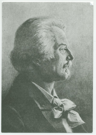 Reproduction d'un crayon de Paderewski de profil d'auteur non identifié