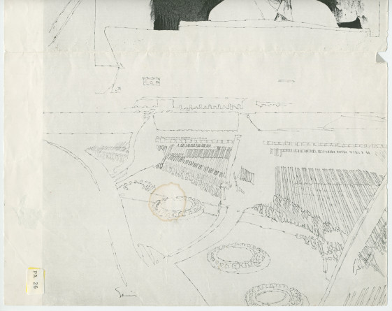 Reproduction d'un dessin (type bande dessinée) de Paderewski au piano, d'auteur non identifié, publié dans une revue (non identifiée également)