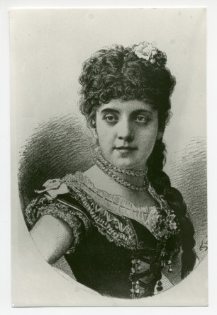 Lithographie de la pianiste Annette Essipoff-Leszetycka (1851-1914), muse viennoise de Paderewski et seconde épouse de son professeur Theodor Leszetycki, par Theodor Mayerhofer