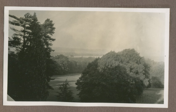 Photographie du parc de la propriété de Riond-Bosson en 1935 vu depuis la terrasse de la villa en direction du sud-est