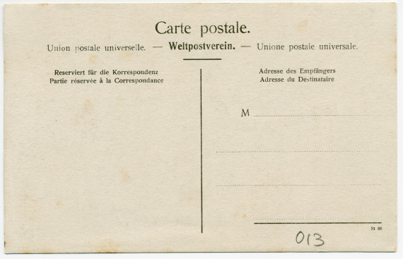Carte postale représentant la maison du gardien de la propriété de Riond-Bosson – éditée par l'Union postale universelle