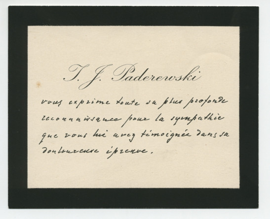 Carte (avec enveloppe) adressée par Paderewski à Eva Bolens, à Tolochenaz, de Morges le 3 février 1934