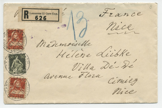 Lettre adressée (en polonais) par Paderewski à Hélène Lübke, Villa Dé-Dé, avenue Flora, Cimiez, Nice, de [Riond-Bosson] le 12 janvier 1930