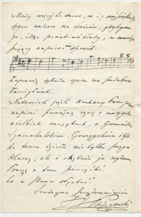 Lettre adressée par Paderewski à Henryk Opienski, de Riond-Bosson le 9 septembre 1907