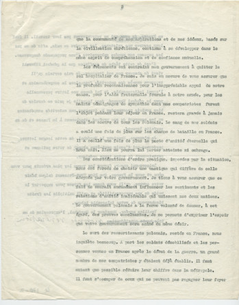 Copie carbone de la lettre (dactylographiée) adressée par Paderewski au maréchal Pétain, en juillet (?) 1940, par l'intermédiaire de Sylwin Strakacz
