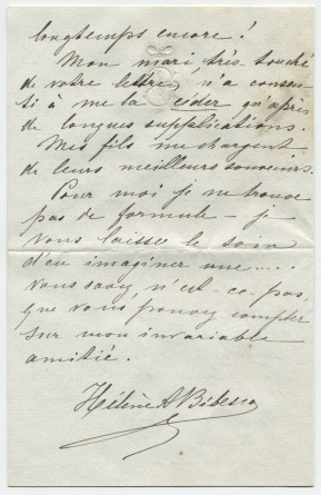 Lettre adressée par Hélène Bibesco à Paderewski, de Benfeld (Alsace) le 3 juillet 1889