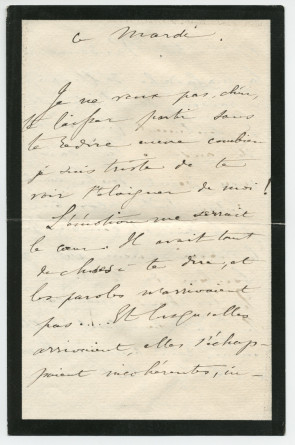 Lettre (avec enveloppe) adressée par la princesse Rachel Bibesco Bassaraba, princesse de Brancovan, à Paderewski, Maison Erard, 13 rue du Mail à Paris, de Paris (timbre de l'av. de Friedland) le 13 mars 1889