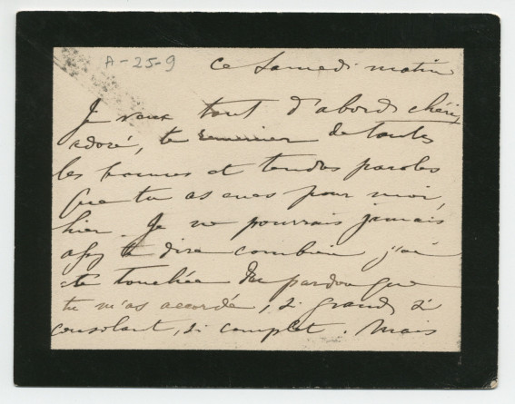 Billet (avec enveloppe) adressé par la princesse Rachel Bibesco Bassaraba, princesse de Brancovan, à Paderewski, 94 av. Victor-Hugo à Paris, en 1892 (?)