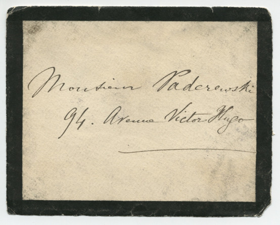 Billet (avec enveloppe) adressé par la princesse Rachel Bibesco Bassaraba, princesse de Brancovan, à Paderewski, 94 av. Victor-Hugo à Paris, en 1892 (?)