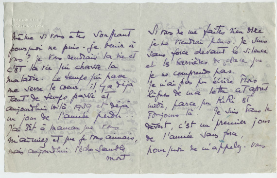 Lettre adressée par Simone Giron-de Pourtalès à Paderewski, de «La Terrasse» à Genthod (Genève) le 1er janvier 1939