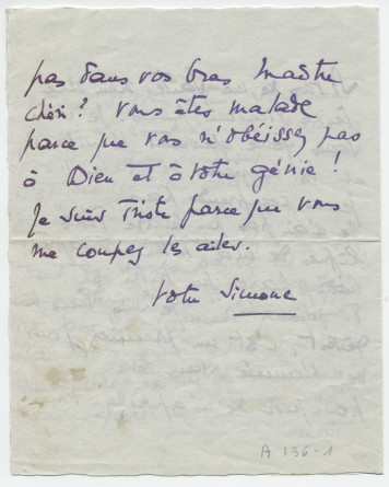 Lettre adressée par Simone Giron-de Pourtalès à Paderewski, de «La Terrasse» à Genthod (Genève) le 1er janvier 1939