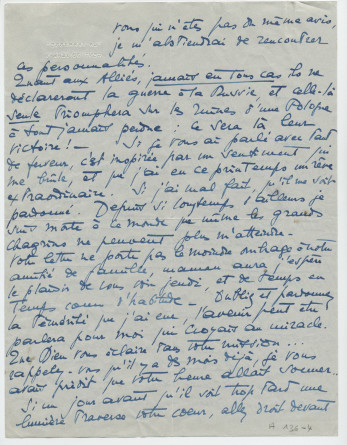 Lettre adressée par Simone Giron-de Pourtalès à Paderewski, de «La Terrasse» à Genthod (Genève) le 17 octobre 1939