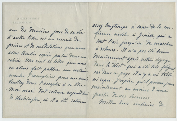 Lettre adressée par Isabella Howard à Paderewski, de Manchester (Massachusetts) le 22 juillet 1927