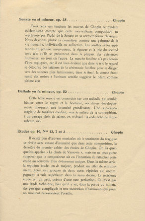 Libretto du récital Chopin donnée par Paderewski le 5 décembre 1928 à la Cathédrale de Lausanne au profit de la construction d'une salle de concerts à Lausanne (f-h)