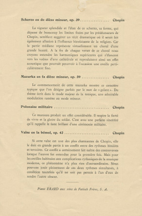 Libretto du récital Chopin donnée par Paderewski le 5 décembre 1928 à la Cathédrale de Lausanne au profit de la construction d'une salle de concerts à Lausanne (f-h)