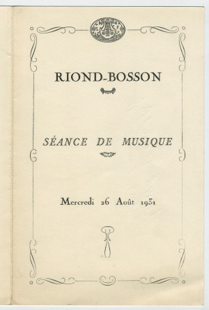 Programme dédicacé d'une séance de musique donnée à Riond-Bosson le 26 août 1931 par cinq élèves de Paderewski