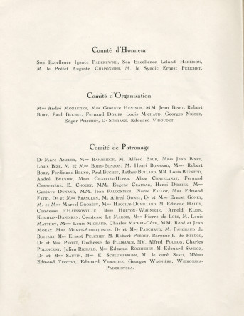 Libretto du concert donné le 24 septembre 1938 à la Salle communale de Nyon, au profit de l'Hôpital de Nyon, par le pianiste Ernest Schelling et l'Orchestre de la Suisse Romande, avec au programme notamment la «Fantaisie polonaise» de Pad.