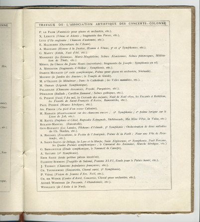 Libretto du concert organisé le 9 juin 1923 au Théâtre du Châtelet à Paris par l'Association des Concerts-Colonne au bénéfice du Monument Edouard Colonne avec le concours de Paderewski dans le Concerto «L'Empereur» de Beethoven (l-r)