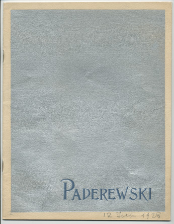 Libretto des trois récitals de gala donnés par Paderewski les 12, 16 et 23 juin 1928 au Théâtre des Champs-Elysées à Paris (a-e)