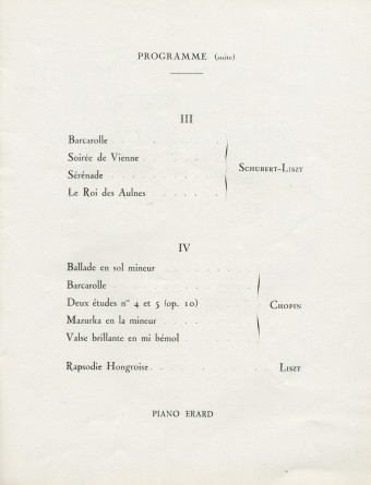Libretto des trois récitals de gala donnés par Paderewski les 12, 16 et 23 juin 1928 au Théâtre des Champs-Elysées à Paris (f-j)