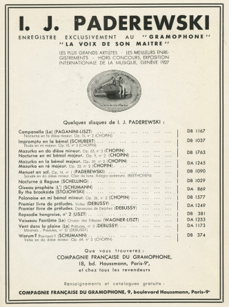 Libretto du récital donné par Paderewski le 28 juin 1933 au Théâtre des Champs-Elysées à Paris au profit du Comité français pour la protection des intellectuels juifs persécutés, avec allocution du R[abbin] P. Sanson – Avec billet d'entrée