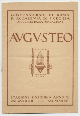 Libretto du récital donné par Paderewski le 22 novembre 1932 au Théâtre Augusteo de l'Académie nationale Sainte-Cécile de Rome