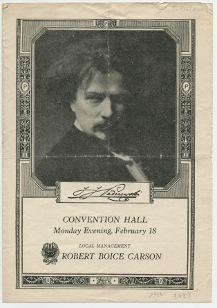 Programme du récital donné par Paderewski le 18 février 1924 au Convention Hall de Tulsa (Oklahoma)