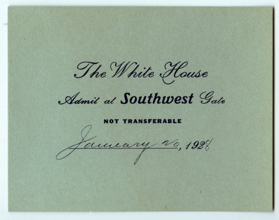 Programme et laisser-passer du récital donné par Paderewski à la Maison Blanche (Washington) le 20 janvier 1928