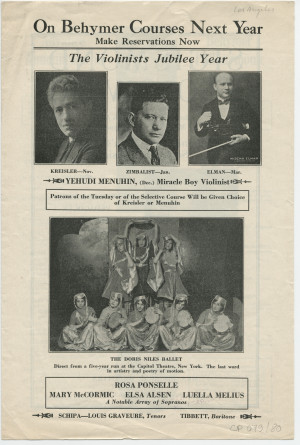 Programme du récital donné par Paderewski le 21 avril 1928 au Philharmonic Auditorium de Los Angeles (Californie)